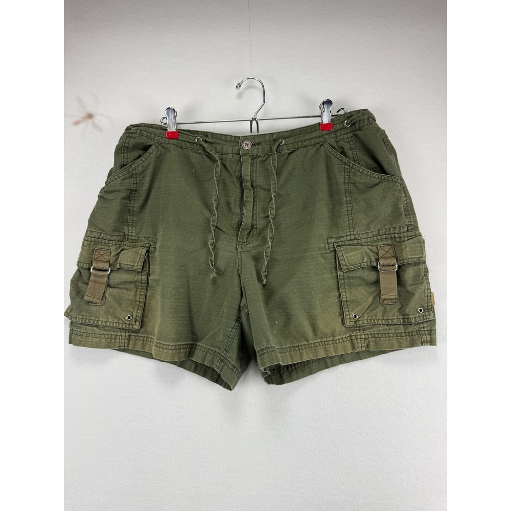 Guide Series Womens 18 Cargo Shorts‎ Olive Green Ripstop Cotton Utility Hiking